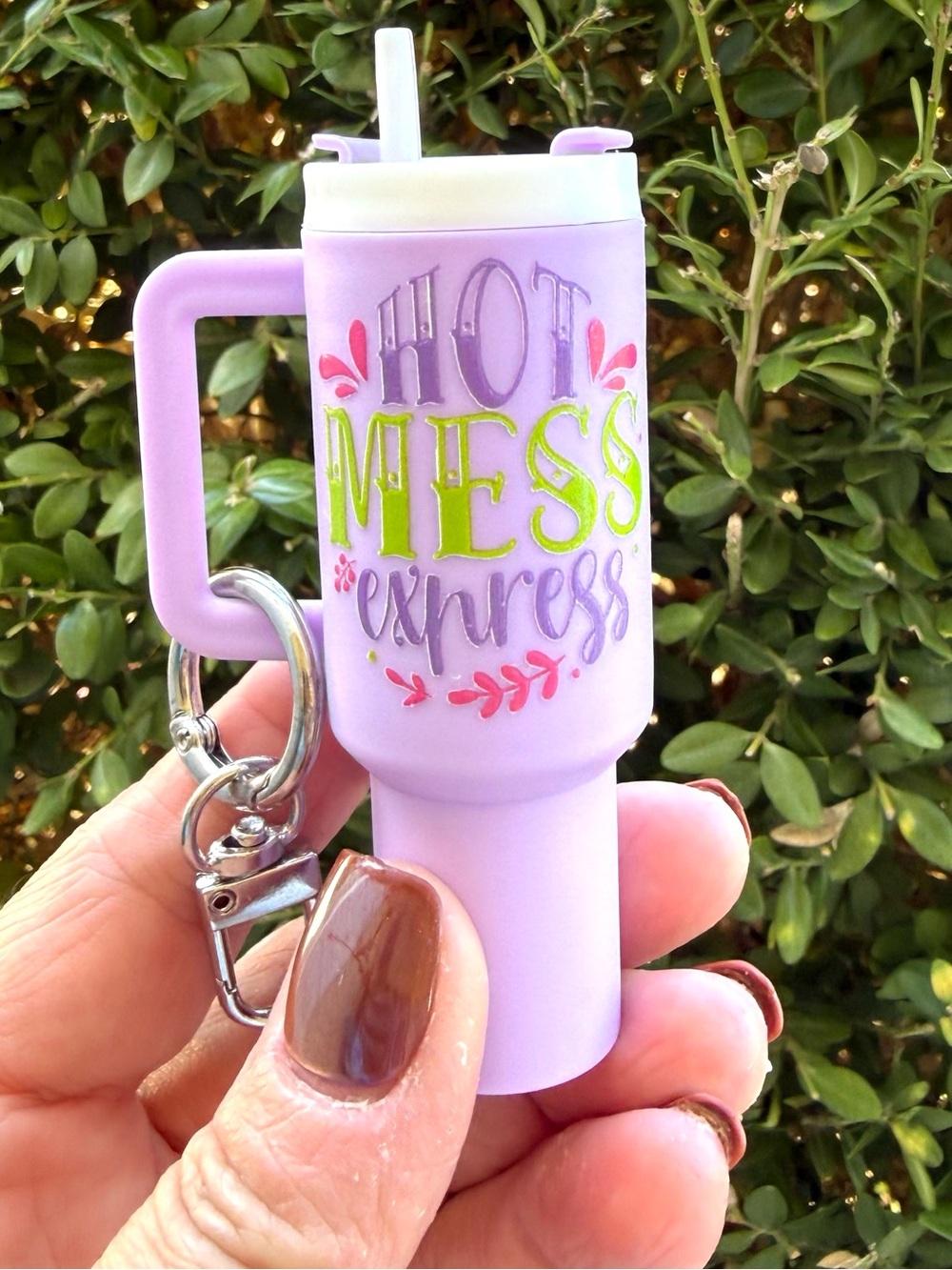 Handmade Hot Mess Express Mini Tumbler Keychain – Lavender Stanley-Inspired Cup